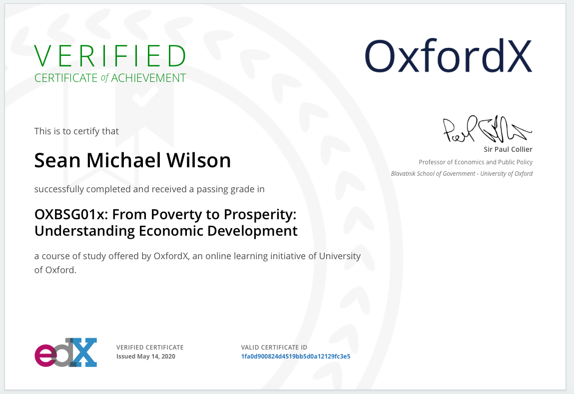online course Oxford University SEAN MICHAEL WILSON
